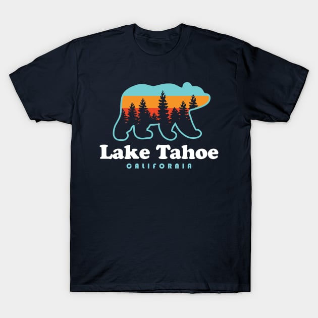 Lake Tahoe California Bear Retro Vintage T-Shirt by PodDesignShop